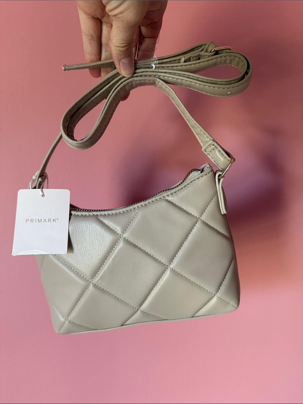 Primark Quilted Small Crossbody Bag in Light Beige